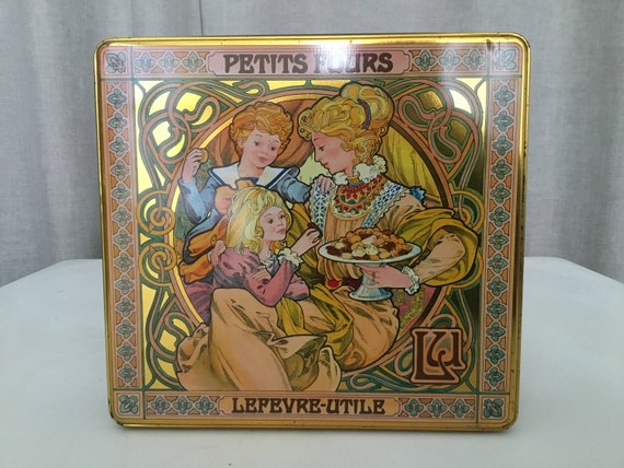 Old Tin, Vintage Tin, Lefevre Utile (lu) Biscuit Box, Art