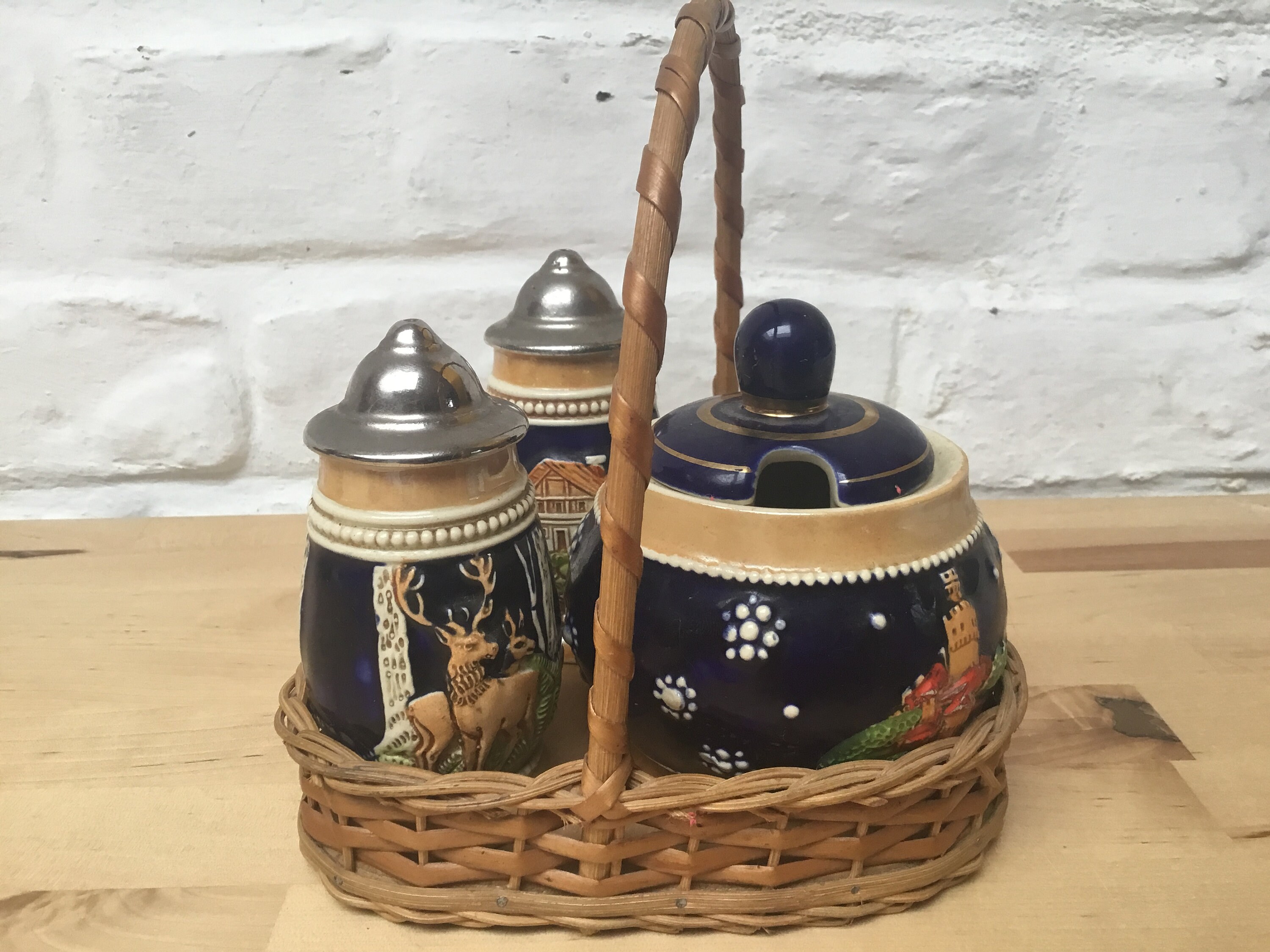 Salz und Pfefferstreuer Senftopf aus Ceramique Vintage Etsy