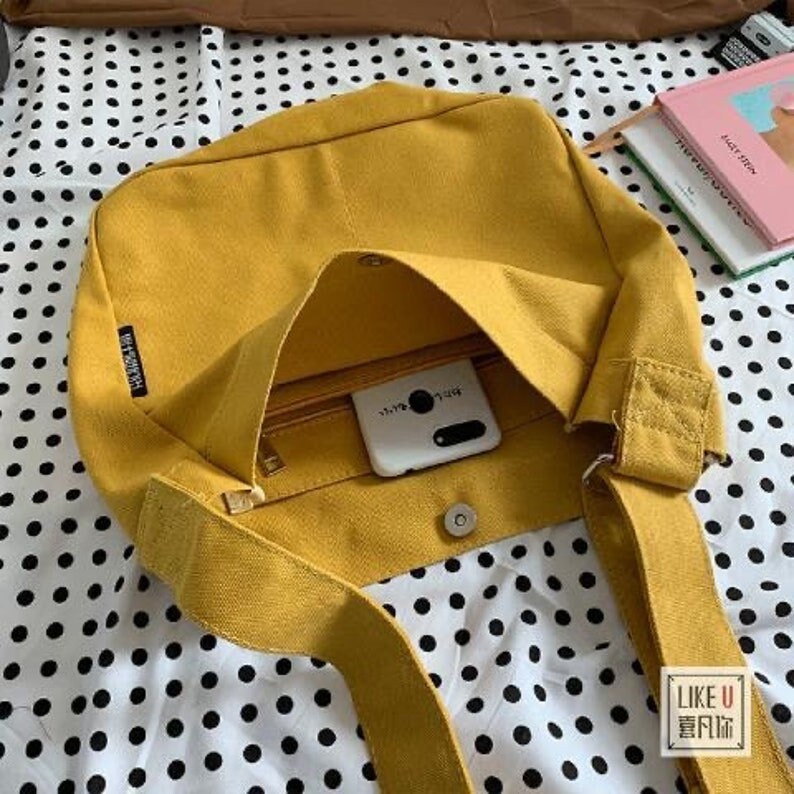 Canvas Messenger Bag Tote Bag Aesthetic Crossbody Canvas Etsy