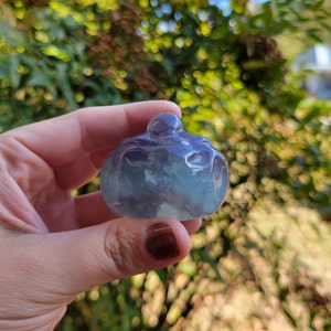 Rainbow Fluorite Pumpkin Crystal Carving, Jack-o-lantern Crystal