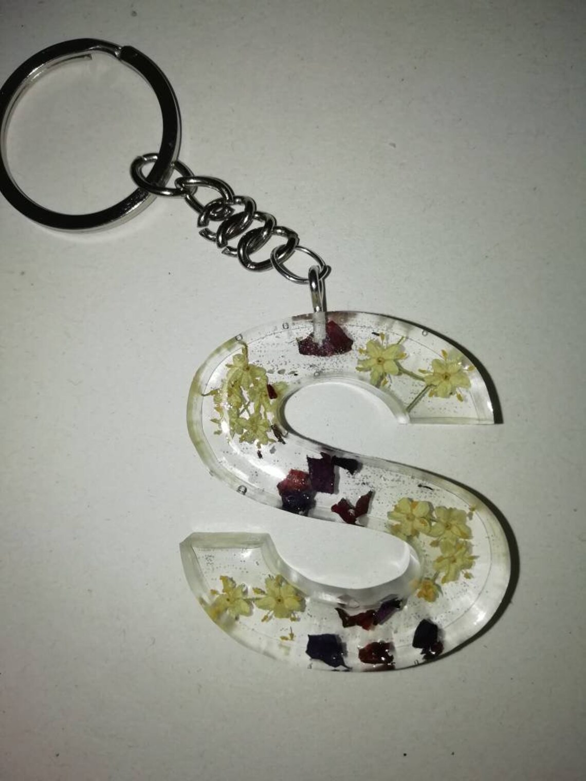 Alphabet Keychain With Flower Plated Romantic Gift for Woman Etsy