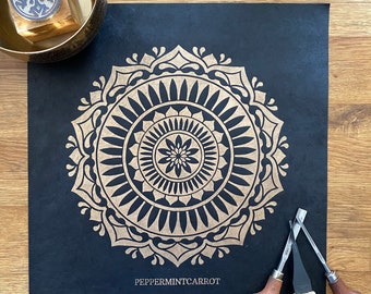 MANDALA-1 - linocut print - gold/black