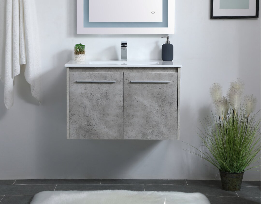 Wall-hung Single Bathroom Floating Vanity 30 In. Contemporary Modern in ...