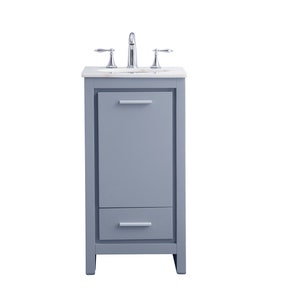 Elegant Décor 18-inch Single Bathroom Vanity Sink Set in  Gray/White - Filipo Collection-12818VF