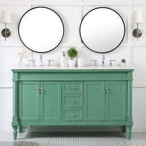 Lavabo de tocador de baño doble tradicional de 60 pulgadas en | Etsy