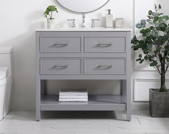 ◆シャリーナ◆ allen + roth Kennilton 36-in Gray Oak Undermount Single Sink