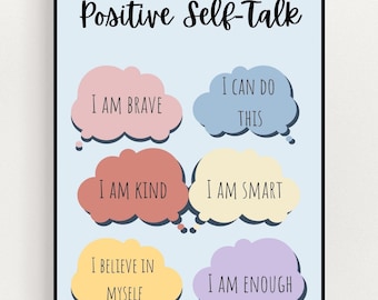 Positive Self-Talk School Counseling Poster | Elementary Poster | Positive Affirmation Poster | School Counselor | School Psych Sign