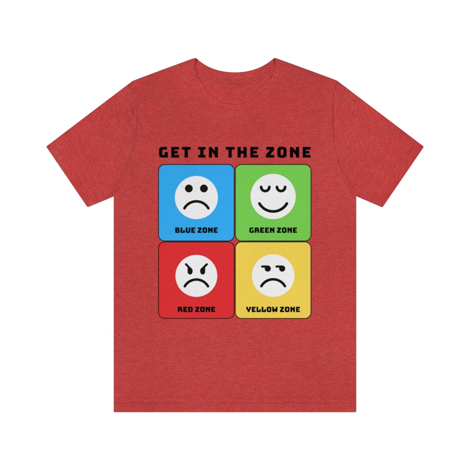 Zones of Regulation Shirt, the Zones T Shirt, Blue Zone Red Zone Yellow Zone Green Zone, Shirt