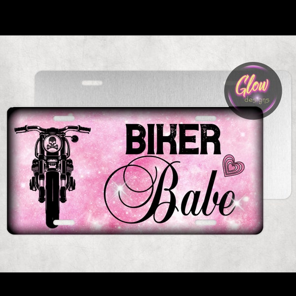 Licence Plate design Biker Babe Pink