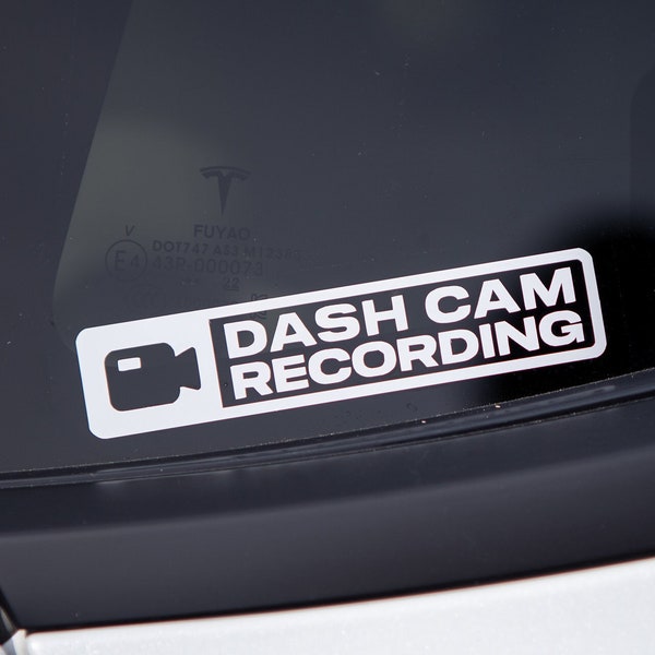 Ensemble de 2 : Autocollant en vinyle d'enregistrement Dash Cam | Dashcam Voiture Moto Van Camion | Autocollant de voiture Autocollant de voiture | Autocollant pour pare-chocs | Enregistrement par caméra embarquée