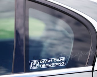Set di 2: decalcomania in vinile con registrazione Dash Cam / Dashcam per auto, moto, furgone, camion / adesivo per auto, adesivo per paraurti, adesivo per finestra, cassaforte