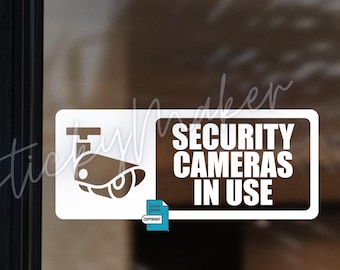 Calcomanía de cámaras de seguridad en uso / Letrero personalizado de videovigilancia / Adhesivo de vinilo de vigilancia las 24 horas / Calcomanía de advertencia de CCTV / Cámara de seguridad
