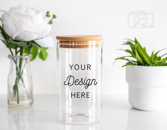 Food Canister Mockup, Clear Glass Jar, Add Your Design (Digital Download)