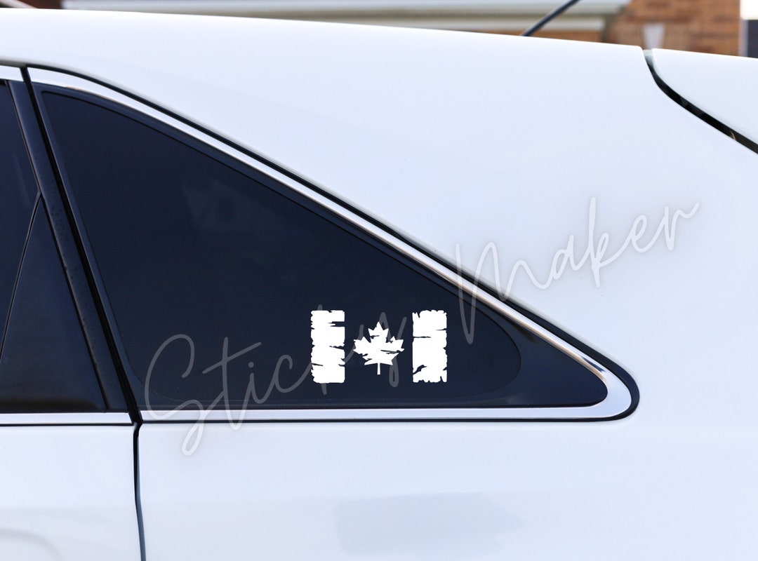 Set of 2 Canada Flag Decal Canada Flag Distressed Eroded Tattered