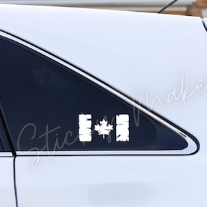 Set of 2: Canada Flag Decal | Canada Flag Distressed Eroded Tattered | Canada Vinyl Decal | Canada Sticker | Canada Bumper Sticker