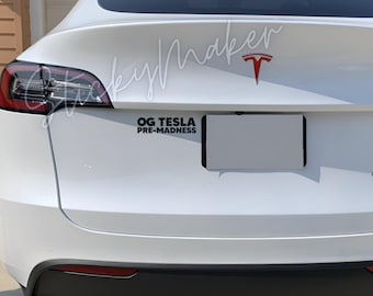 Conjunto de 2: calcomanía de vinilo original de Tesla Pre-Madness / calcomanía para parachoques / anti-Elon Tesla / impermeable / Tesla vintage 63 colores anti-Elon Pre-Madness