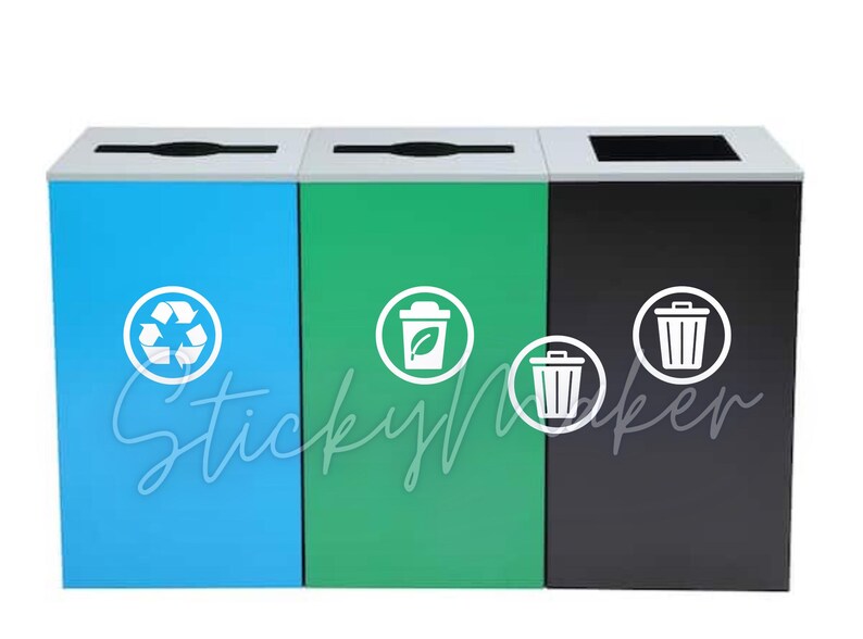 Trash, Recycling, Compost Decals | Waste Bin Labels, Recycle, Organics ...