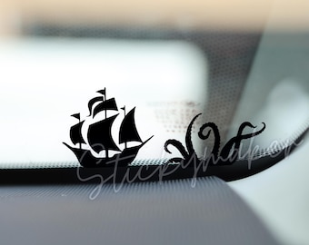 Set of 4: Pirate Ship & Kraken Easter Egg Decal | Unique Hidden Sticker for Adventure Lovers! Window Sticker Pirates