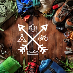 Camp Hike Tent Bike Canoe Vinyl Decal | Outdoor Decal | Camping | Car Window | Laptop | Water Bottle | Mug | Camping | Hiking | Sticker