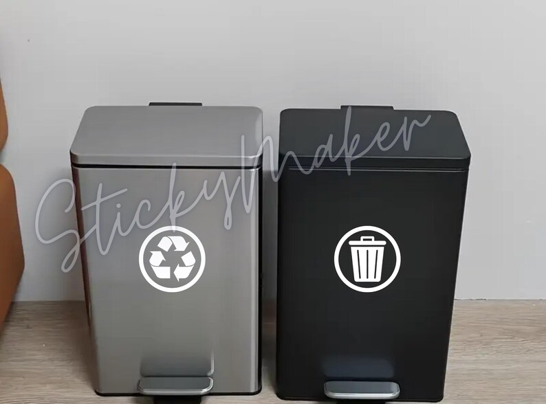 Trash, Recycling, Compost Decals | Waste Bin Labels, Recycle, Organics ...