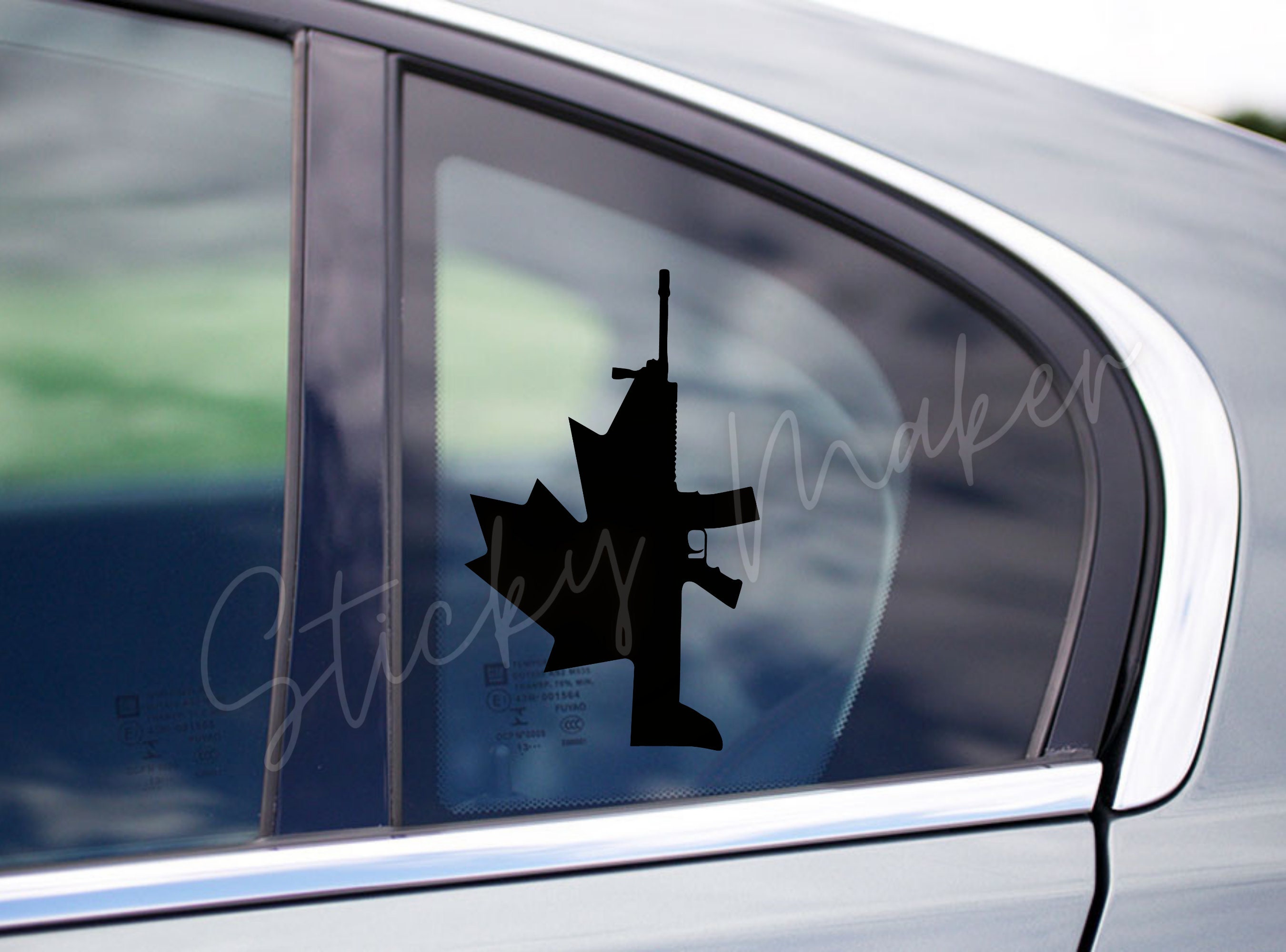 Canada Flag Gun Vinyl Sticker, Canadian Patriotic Decal for Car ...