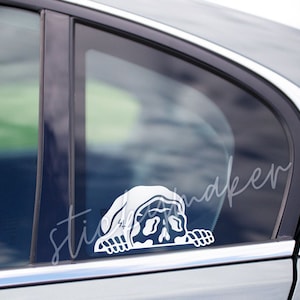 Grim Reaper Creeper Peekaboo Vinyl Decal Sticker Loer Spooky Skeleton Bumper Sticker Gluren