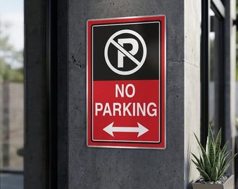 Letrero moderno de "Prohibido estacionar" / Diseño arquitectónico elegante / Resistente a la intemperie y duradero / Letrero adhesivo / Letrero para negocios, hogares y Airbnb