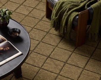 Handgetufteter Wollteppich, modernes strukturiertes Design