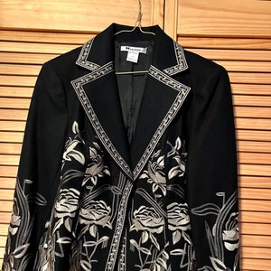 Nygard Black and Gold Thread Embroidered Wool Blend Jacket Size Medium
