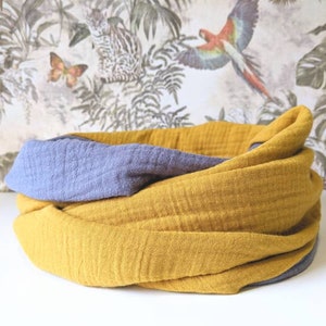 Muslin loop scarf - nursing scarf - children&#39;s scarf - made of muslin - grey and mustard yellow