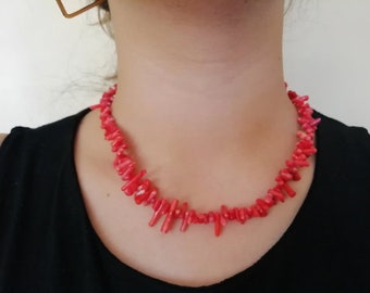 Naszyjnik z czerwonego korala: kamień naturalny, biżuteria letnia (45 cm)
