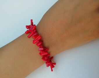 Rote Koralle Armband: Naturstein Perlen Armband (20cm)