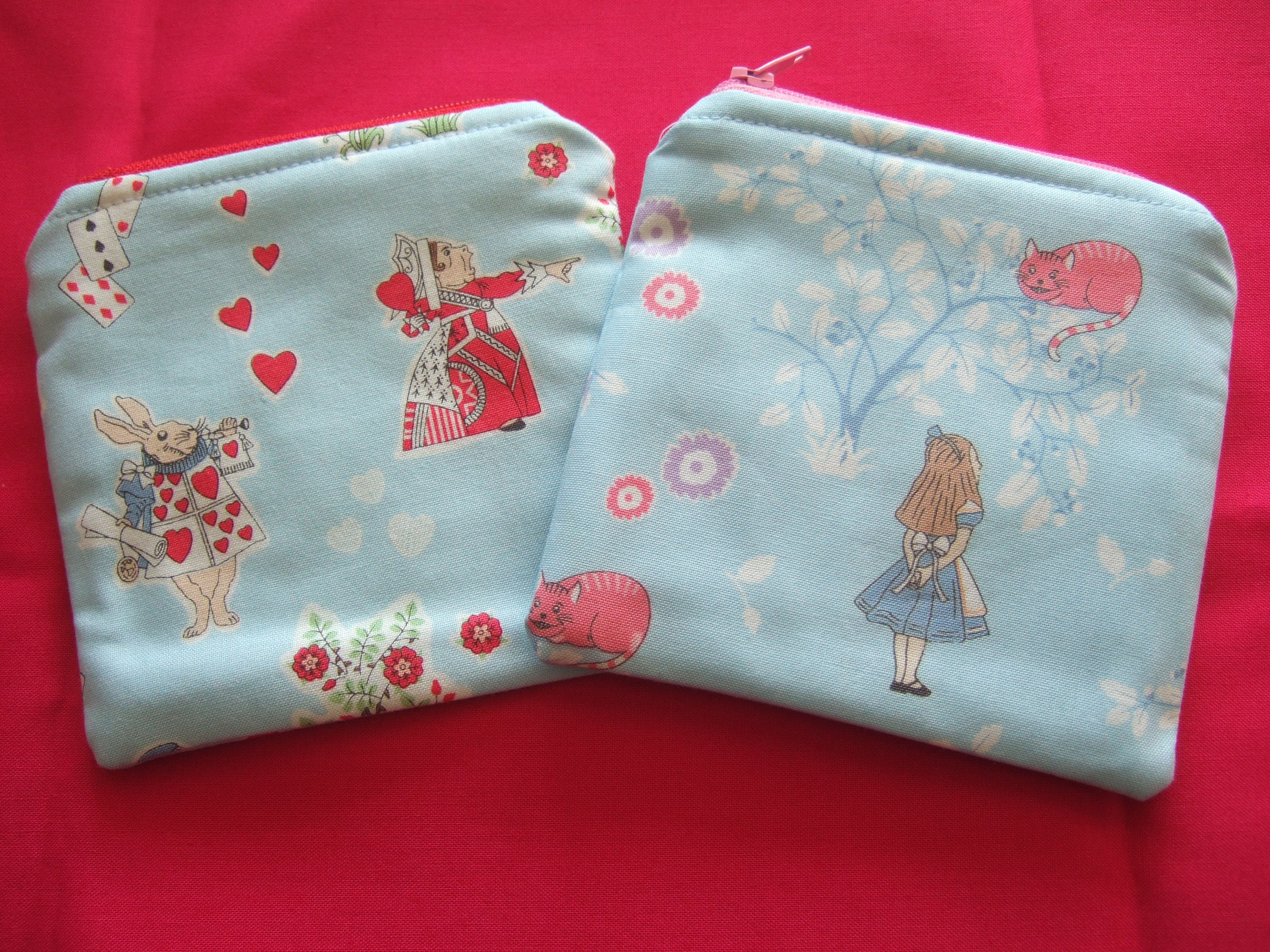 Handmade Fabric Coin Purse, Coin Pouch, ALICE IN WONDERLAND Handmade