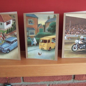 Biglietti d'auguri fatti a mano con illustrazione del libro di una coccinella vintage - Tootles the Taxi, Motor Car, Milk Float, Motor Bike