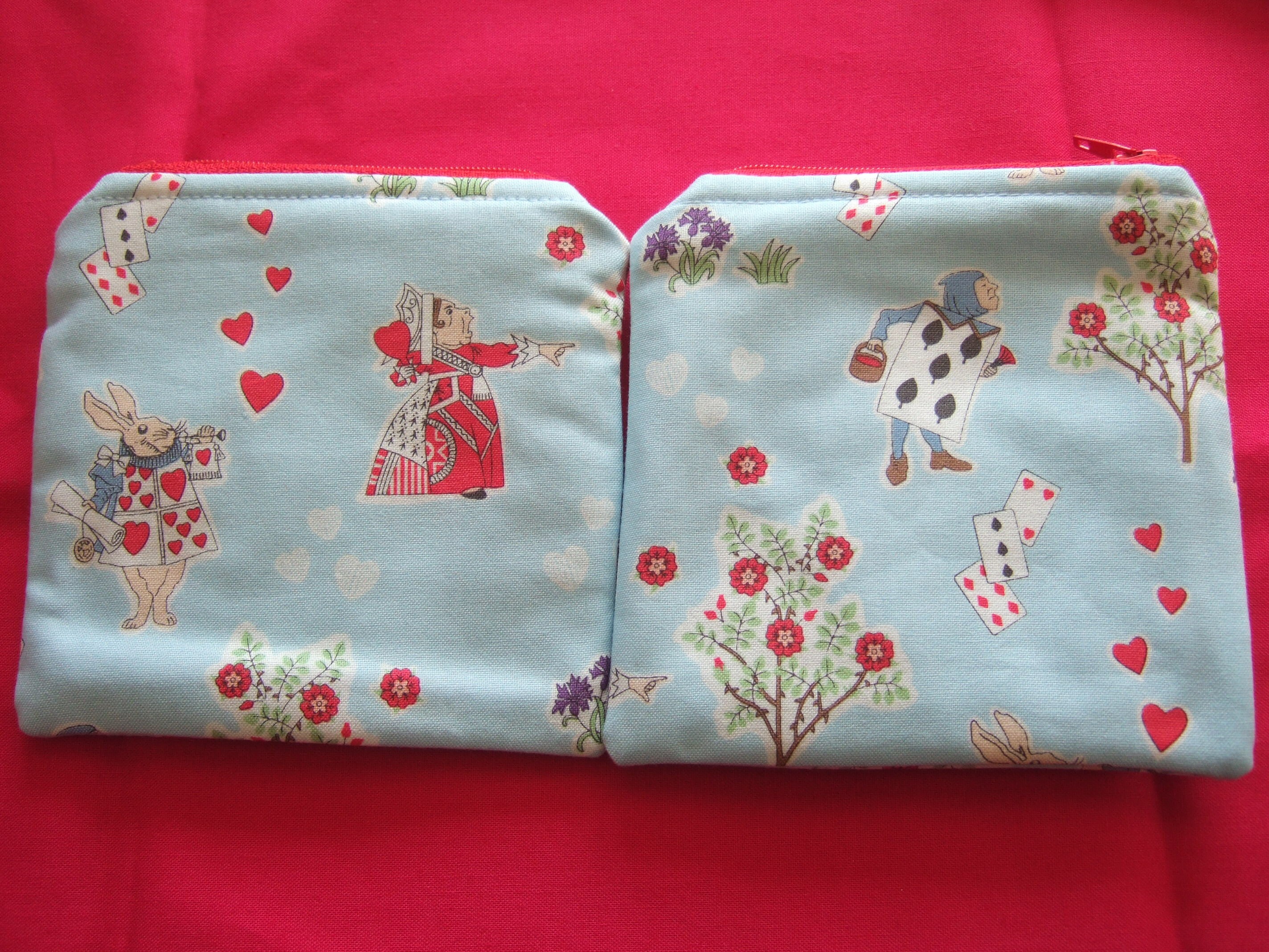 Handmade Fabric Coin Purse, Coin Pouch, ALICE IN WONDERLAND Handmade
