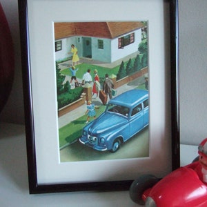 Vintage Mounted Print from Vintage Ladybird Book Maurice the Motor Car from Tootles the Taxi, Retro Print, Motoring Print,