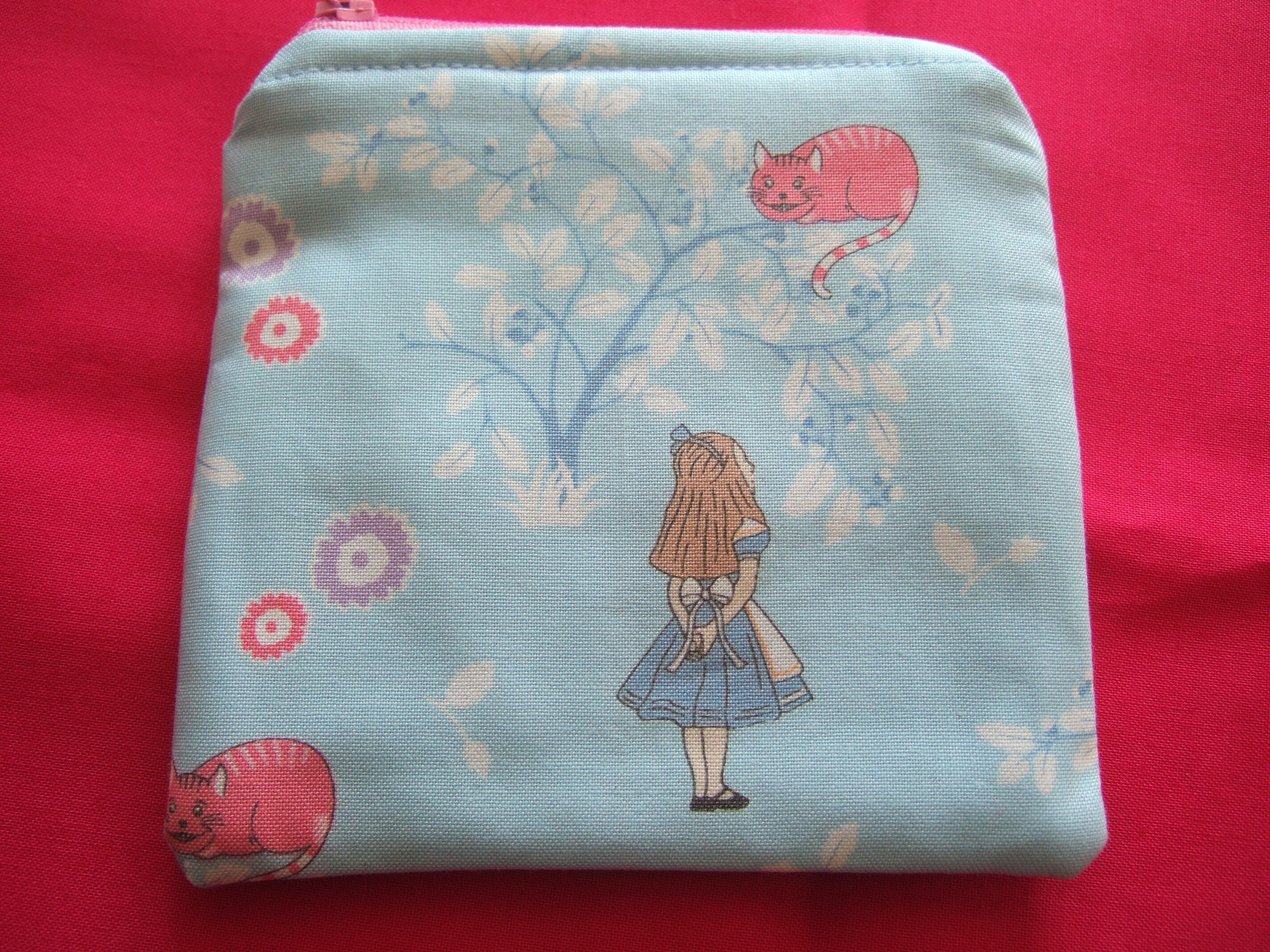 Handmade Fabric Coin Purse, Coin Pouch, ALICE IN WONDERLAND Handmade