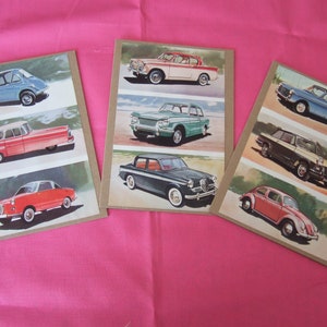 Biglietti d'auguri con illustrazioni di libri vintage fatti a mano di coccinelle - Libro di automobili