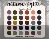 Autumn Nights Moody Color Palette For Procreate | Instant Digital Download | 30 handpicked Swatches