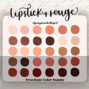 Lipstick and Rouge Color Palette For Procreate/ 30 swatches/ procreate app/ instant digital downloads