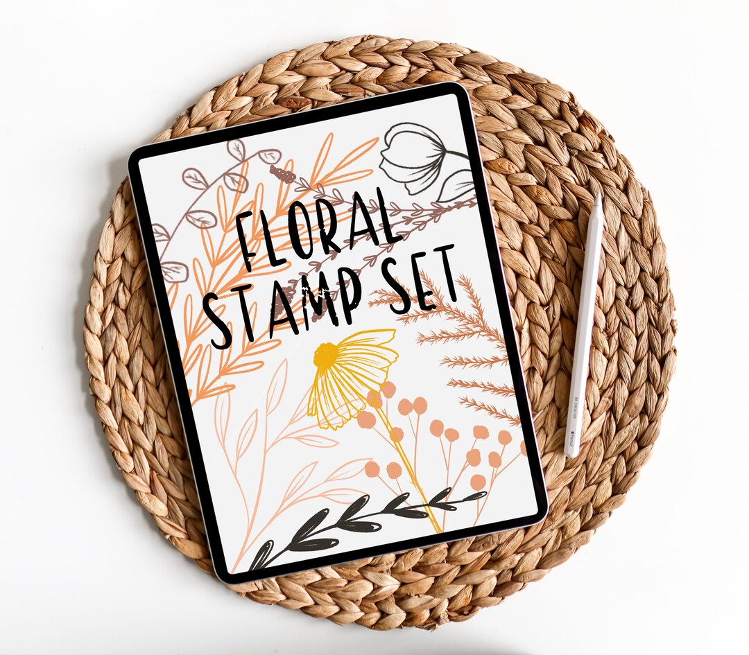 Set of 20 Floral Stamps for Procreate | Hand Drawn Stamps | Instant ...