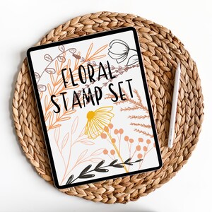 Set of 20 Floral Stamps for Procreate | Hand drawn stamps | Instant Digital Download