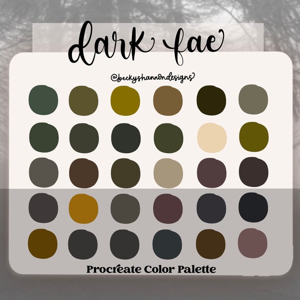 Dark Fae Dark Forest Color Palette for Procreate | instant Digital Download |