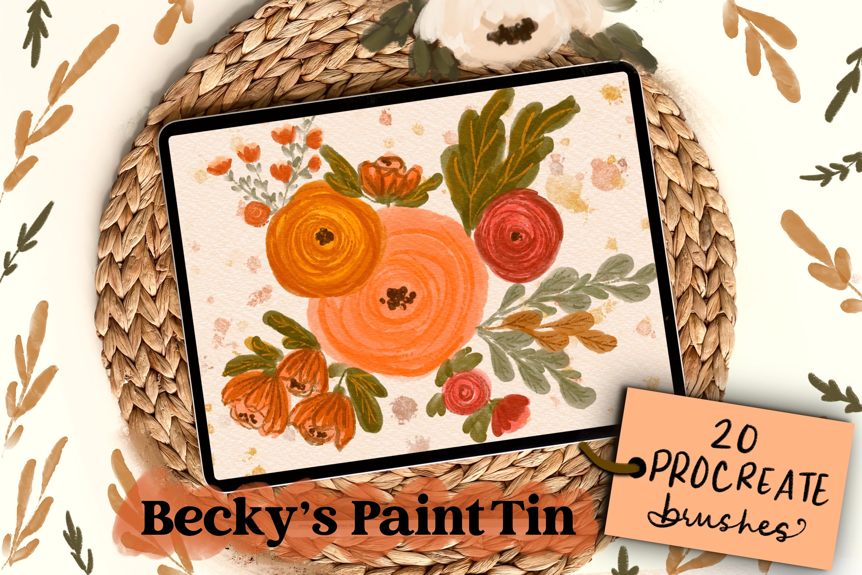 Becky’s Paint Tin Gouache Brushes for Procreate – 20 Artistic Painting Brushes | Instant Digital Download