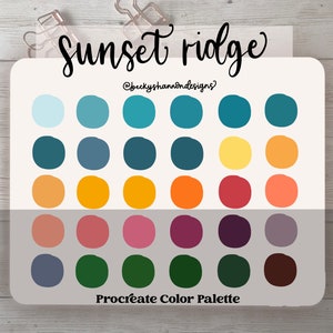 Sunset Ridge Color palette For Procreate instant Digital Downloadc