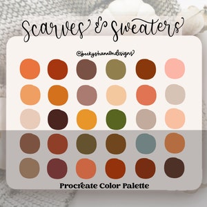 Scarves and Sweaters Cozy Fall Color Palette for Procreate App/ Instant Digital Download/ iPad lettering