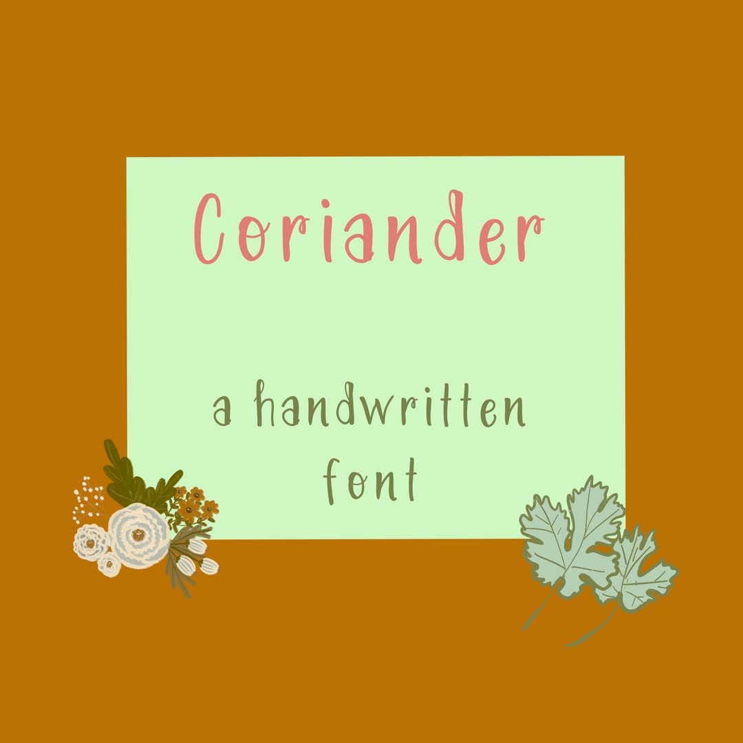 Coriander Font/ Handlettered/ Commercial Use/ Instant Digital Download ...
