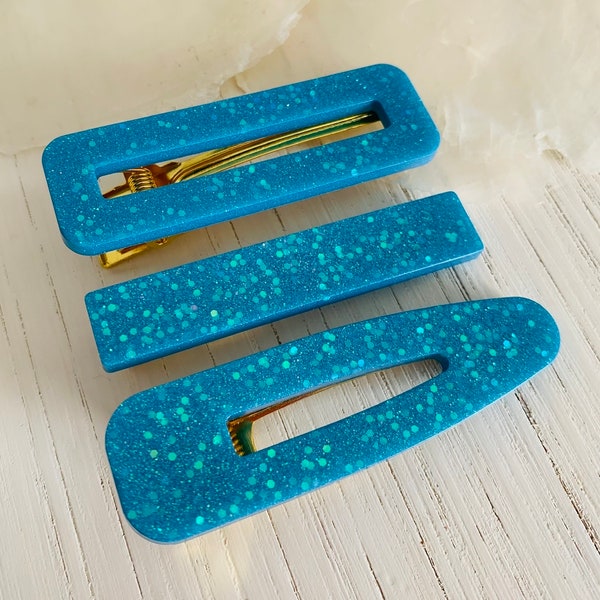 Bijoux pour cheveux - Barrette à cheveux turquoise à paillette - Accessoires femme