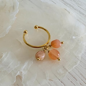 Anillo Manihi - Anillo de acero inoxidable y piedra solar - Joyería para mujer