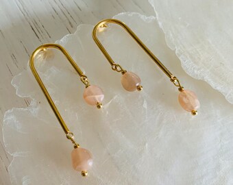 Pendientes Tunia - Pendientes de acero inoxidable y piedra de sol - Joyería para mujer